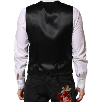 Dolce & Gabbana Black Lurex Dress Formal Men Waistcoat Vest