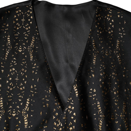 Dolce & Gabbana Black Lurex Dress Formal Men Waistcoat Vest