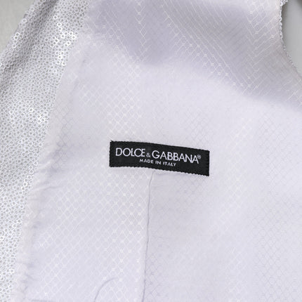 Dolce & Gabbana White Sequined Dress Formal Waistcoat Vest