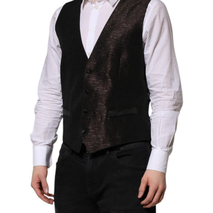 Dolce & Gabbana Dark Brown Dress Formal Men Waistcoat Vest