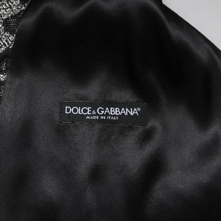 Dolce & Gabbana Black Gray Brocade Formal Men Waistcoat Vest