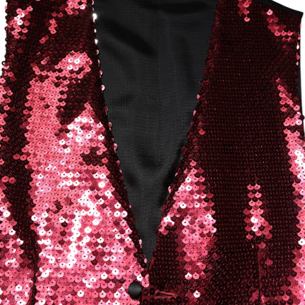 Dolce & Gabbana Red Sequined Dress Formal Men Waistcoat Vest