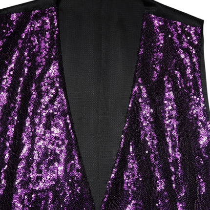 Dolce & Gabbana Purple Sequined Dress Formal Waistcoat Vest