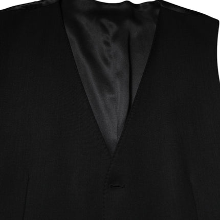 Dolce & Gabbana Black Wool Dress Formal Men Waistcoat Vest