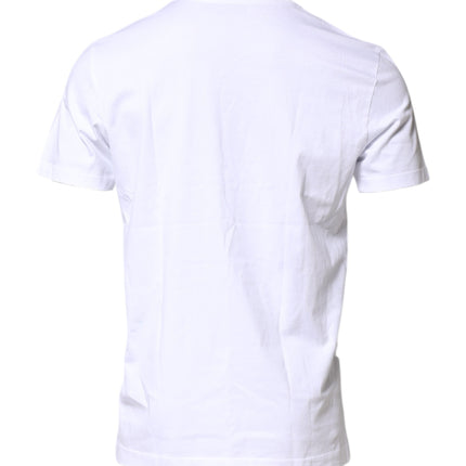 Dolce & Gabbana White Cotton Logo Patch Crew Neck T-shirt