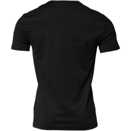 Dolce & Gabbana Black Cotton Short Sleeves Round Neck T-shirt