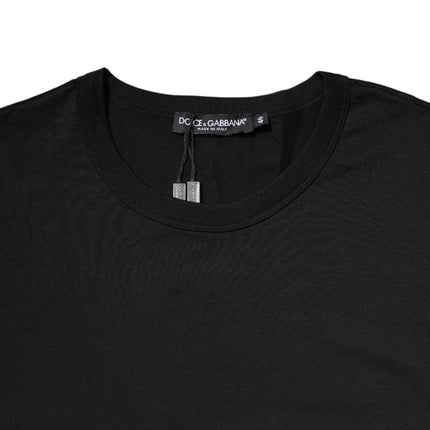 Dolce & Gabbana Black Cotton Short Sleeves Round Neck T-shirt