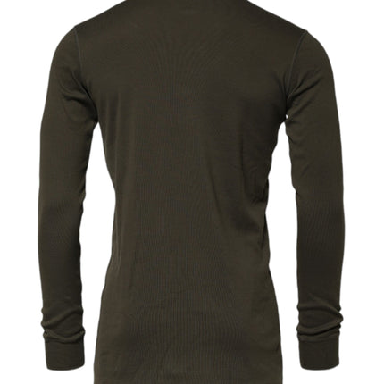 Dolce & Gabbana Dark Green Long Sleeves Crew Neck T-shirt