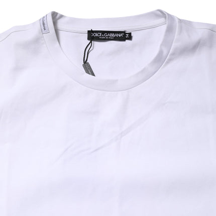 Dolce & Gabbana White Cotton Short Sleeves Crew Neck T-shirt