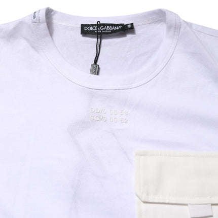 Dolce & Gabbana White Cotton Pocket Short Sleeves T-shirt