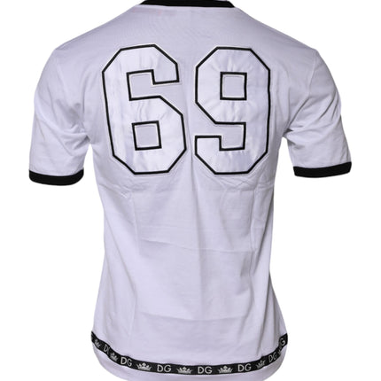 Dolce & Gabbana White Cotton Crown King Embroidery T-shirt