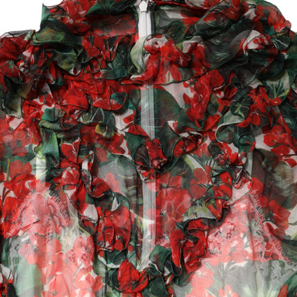 Dolce & Gabbana Multicolor Ruffle Floral Long Sleeves Dress