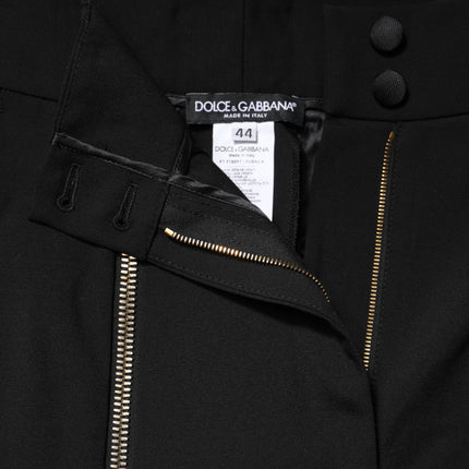 Dolce & Gabbana Black Wool High Waist Zipper Tapered Pants