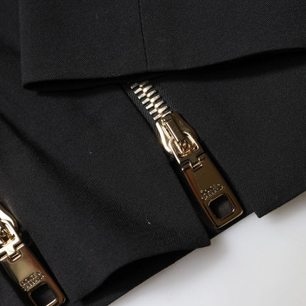 Dolce & Gabbana Black Wool High Waist Zipper Tapered Pants