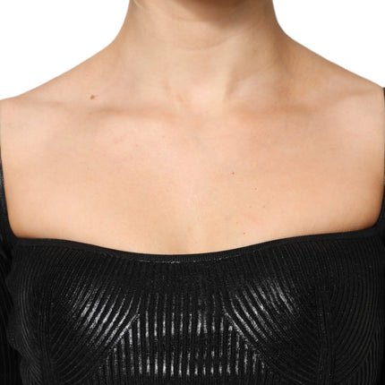 Dolce & Gabbana Black Viscose Long Sleeves Fitted Blouse Top
