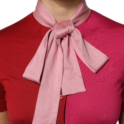 Dolce & Gabbana Pink Short Sleeves Buttoned Ascot Collar Top