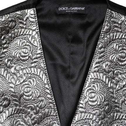 Dolce & Gabbana Silver Floral Jacquard Sleeveless Vest Top