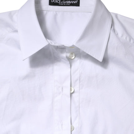Dolce & Gabbana White Cotton Short Sleeves Collared Polo Top
