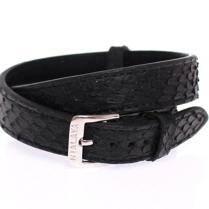 Nialaya Snakeskin CZ LOVE 925 Silver Bracelet