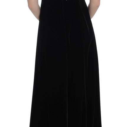 Dolce & Gabbana Brown Velvet Crystal Sheath Gown Dress