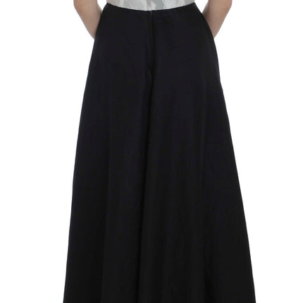 Dolce & Gabbana Black White Floral Silk Sheath Gown Dress