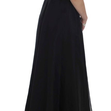 Dolce & Gabbana Black White Floral Silk Sheath Gown Dress