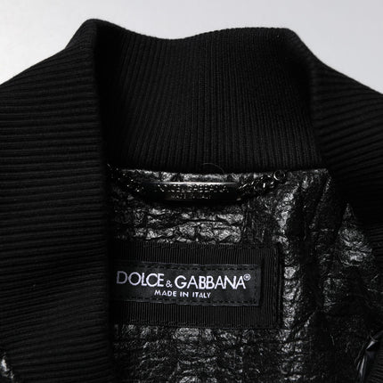 Dolce & Gabbana Black Logo Plaque Bomber Full Zipper Jacket