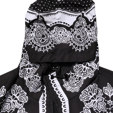 Dolce & Gabbana Black Bandana Print Hooded Bomber Jacket