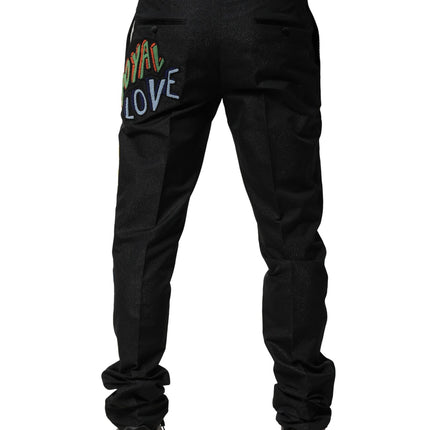 Dolce & Gabbana Black Graphic Embroidery Men Pants