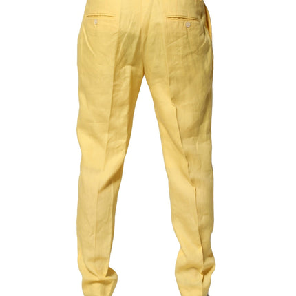 Dolce & Gabbana Yellow Flax Tapered Dress Men Pants
