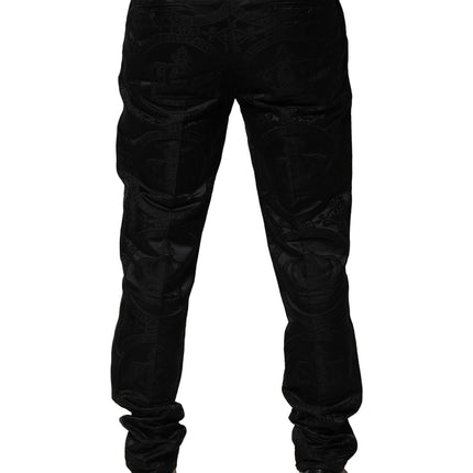 Dolce & Gabbana Black Cotton DG Crown Dress Pants