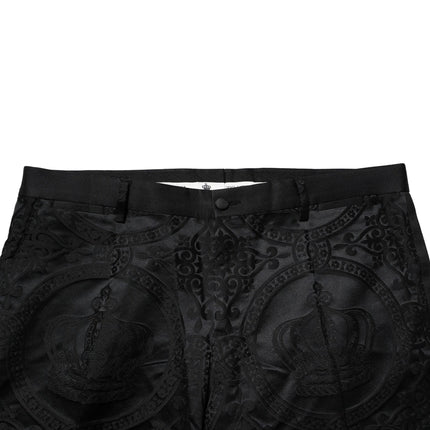 Dolce & Gabbana Black Cotton DG Crown Dress Pants