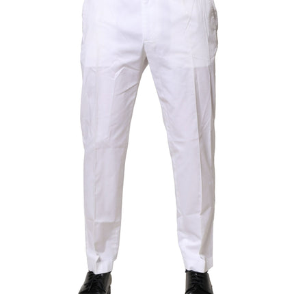 Dolce & Gabbana White Cotton Dress Slim Formal Pants