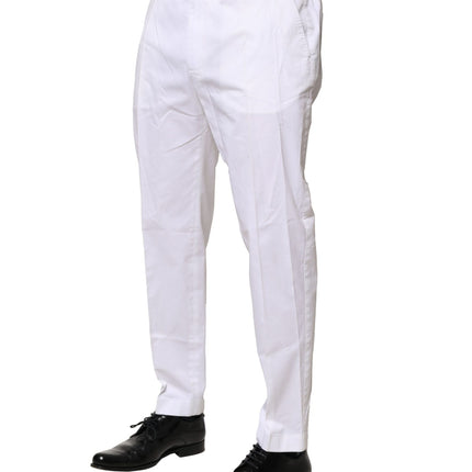 Dolce & Gabbana White Cotton Dress Slim Formal Pants