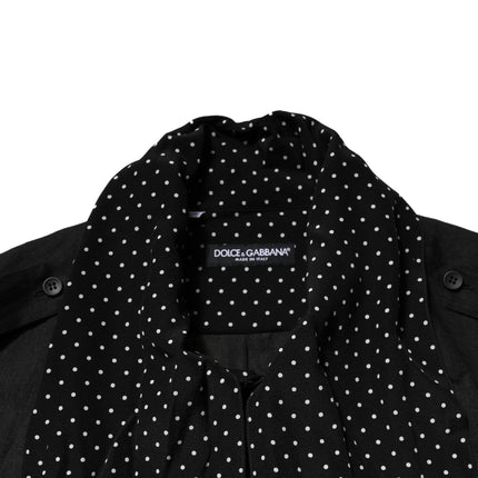 Dolce & Gabbana Black Polka Dot Linen Silk Men Casual Shirt