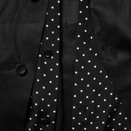 Dolce & Gabbana Black Polka Dot Linen Silk Men Casual Shirt