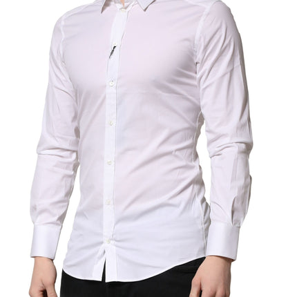 Dolce & Gabbana White GOLD Cotton Men Dress Formal Shirt