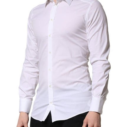 Dolce & Gabbana White GOLD Long Sleeves Men Dress Formal Shirt