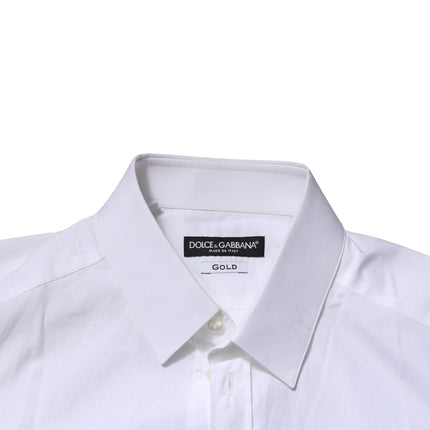 Dolce & Gabbana White GOLD Long Sleeves Dress Formal Shirt