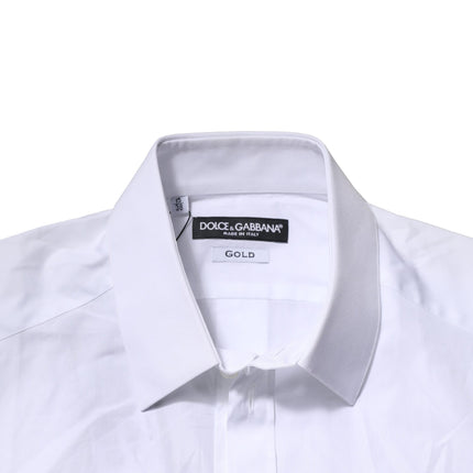 Dolce & Gabbana White Cotton Short Sleeves GOLD Casual Shirt