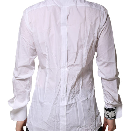 Dolce & Gabbana White GOLD Cotton Men Dress Formal Shirt