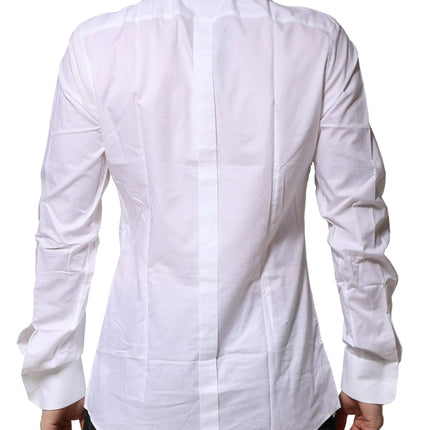 Dolce & Gabbana White Bib Cotton Poplin GOLD Men Formal Shirt