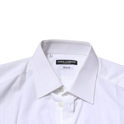 Dolce & Gabbana White GOLD Long Sleeves Men Dress Formal Shirt