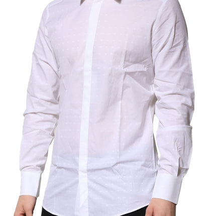 Dolce & Gabbana White Cotton GOLD Long Sleeves Formal Shirt