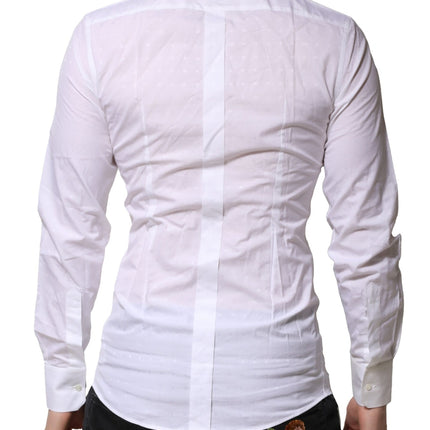 Dolce & Gabbana White GOLD Long Sleeves Dress Men Formal Shirt
