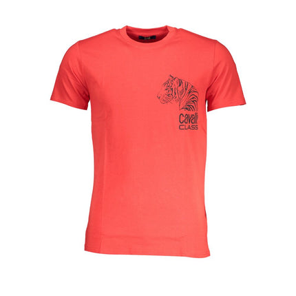 Cavalli Class Rosso Cotton Men T-Shirt