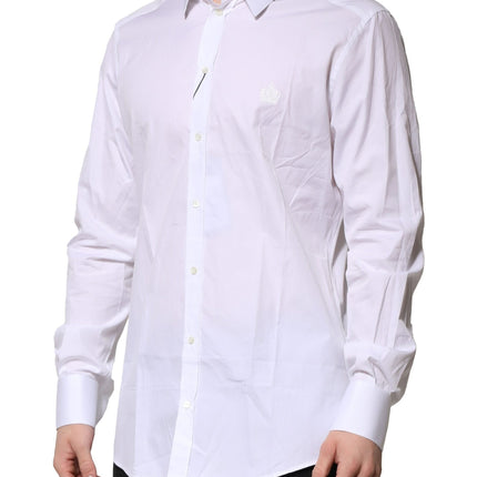 Dolce & Gabbana White Cotton GOLD Long Sleeves Formal Shirt