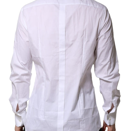 Dolce & Gabbana White Cotton GOLD Long Sleeves Formal Shirt
