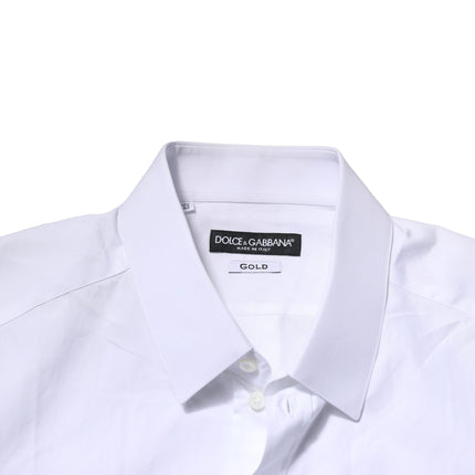 Dolce & Gabbana White Cotton GOLD Long Sleeves Formal Shirt