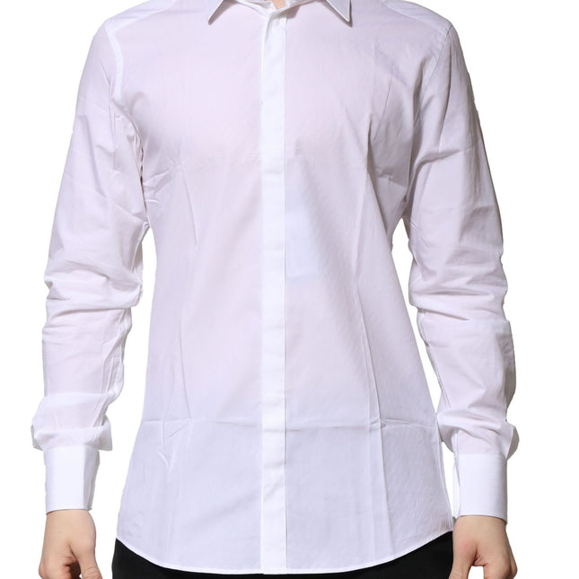 Dolce & Gabbana White Cotton GOLD Long Sleeves Formal Shirt